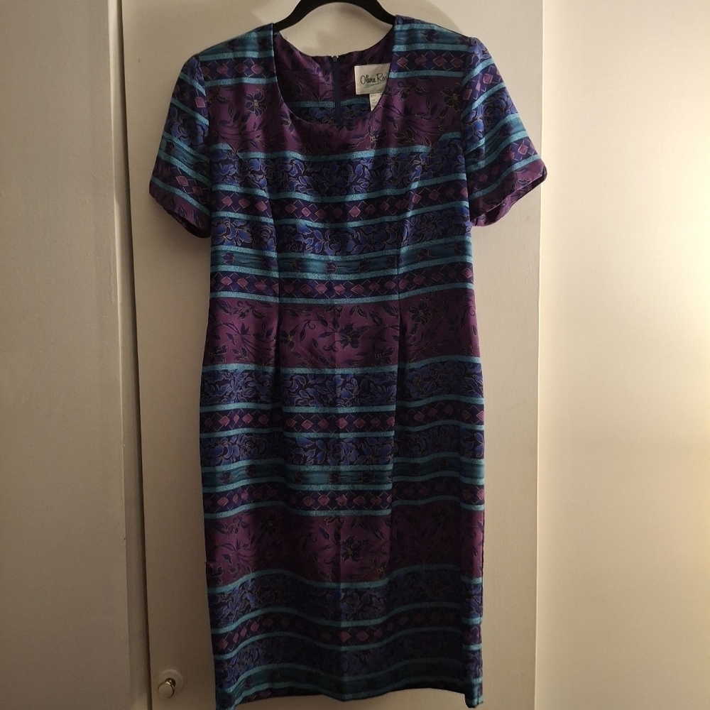 Olivia Rose Women's Vintage Blue and Purple Cap Sleeve Midi Dress